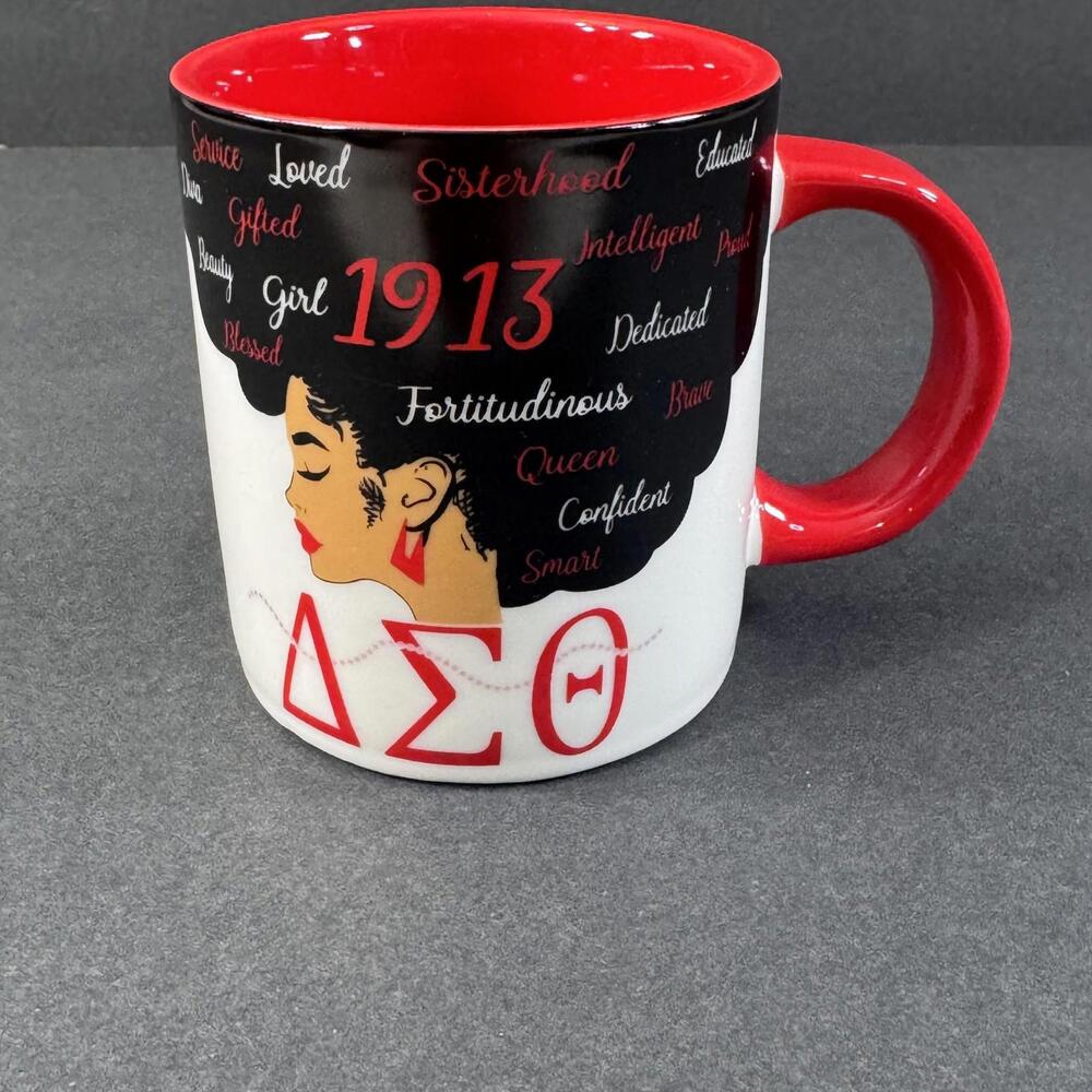 Delta Sigma Theta 1913 Sorority Coffee Mug Red Black Afro Woman Cup Quote